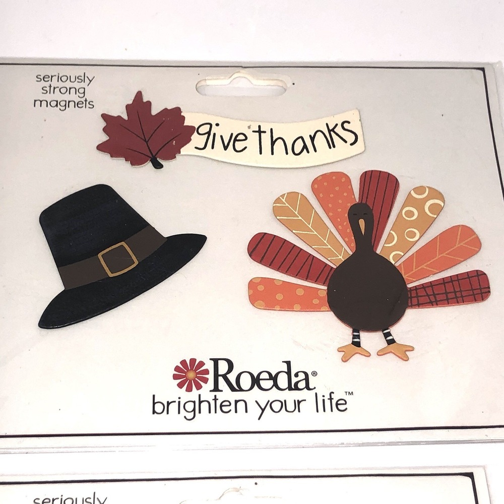 NEW 4 Sets Of Roeda Brighten Life Metal Art Magnets Fall Leaf Pumpkins Turkey - Picture 5 of 7